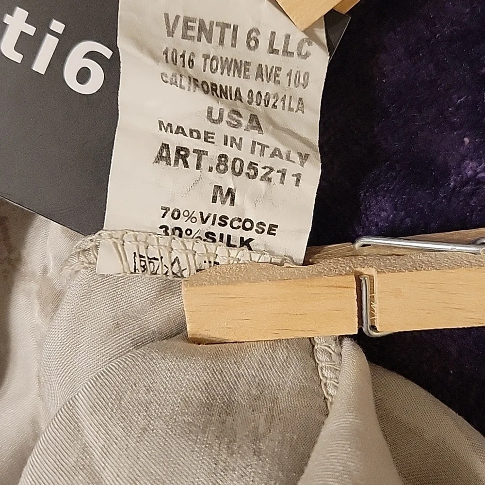Venti6,From ITALY, Neutral Tone Two-Piece Set with Subtle Feathered Print - Picture 4 of 10